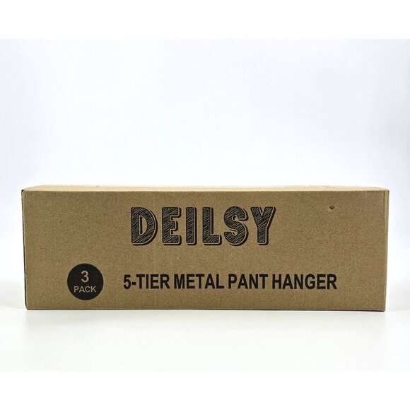 DEILSY 5-Tier Hangers with Clips 3 PK Metal Rubber Space Saving Multiple Clothes - Picture 10 of 13